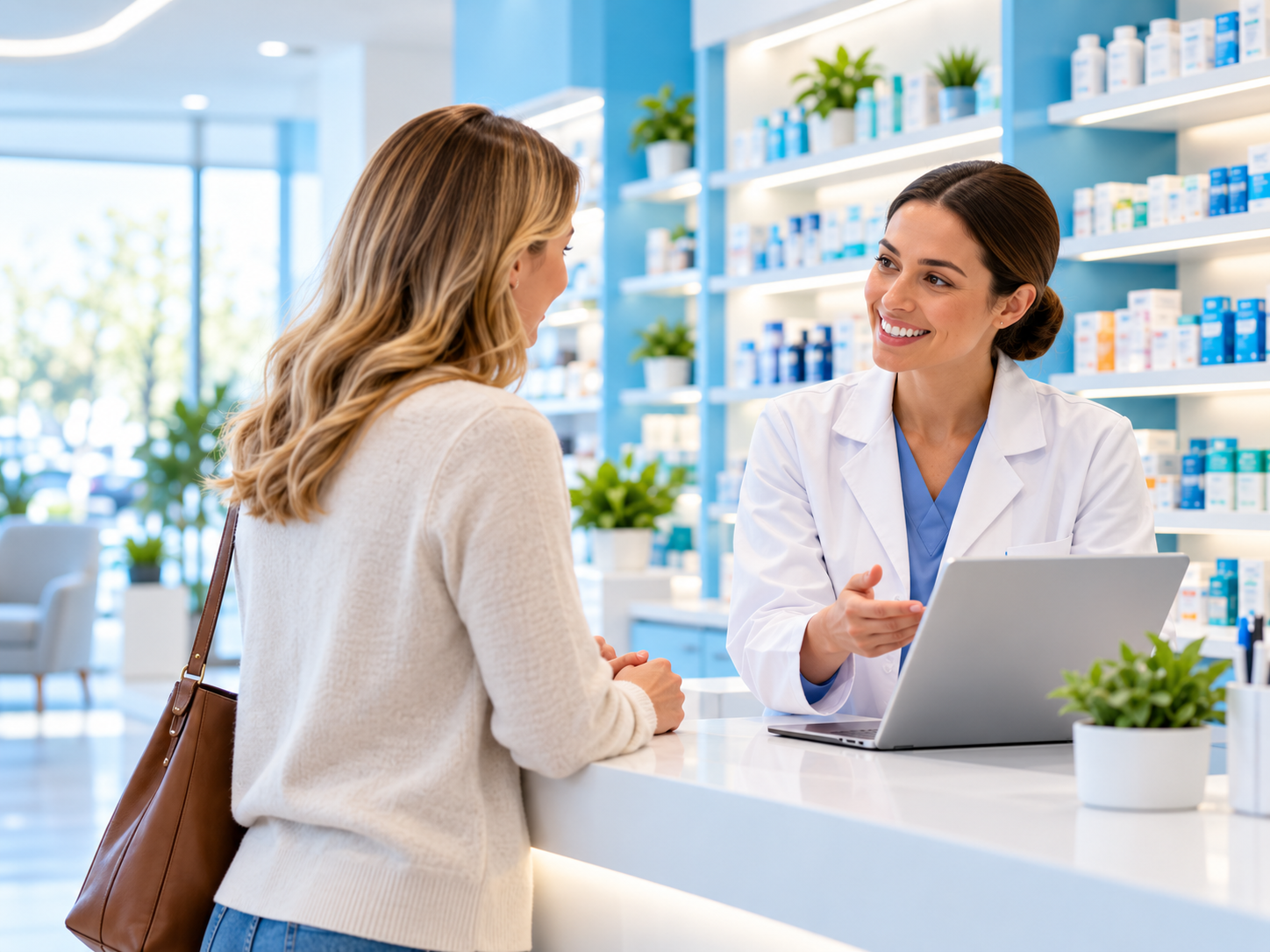 Modern pharmacy shelves